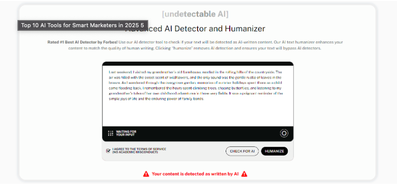 Undetectable.ai tool